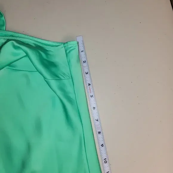 Women Halter Satin‎ Slip Dress Midi Size 2XL Aqua Green Event Cocktail Plus Size - Picture 8 of 9